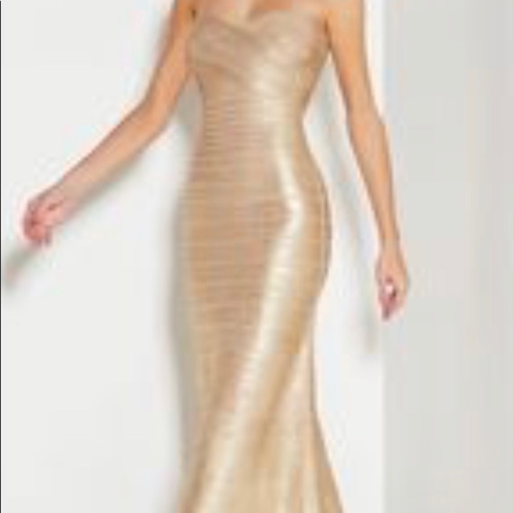 Herve Leger Gold “Sara” Gown XS